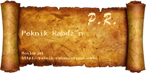 Peknik Rabán névjegykártya